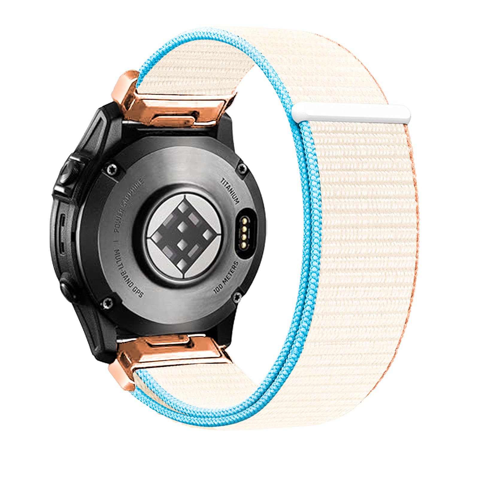 EKINGEEK 20mm Hook and Loop Nylon Watch Strap for Garmin Fenix 7S/6S/5S, Epix Pro Gen 2 42mm, Soft Quickfit Replacement Sport Band for Descent Mk3/Mk3i 43mm, Approach S70 42mm Blue White Orange — image 1