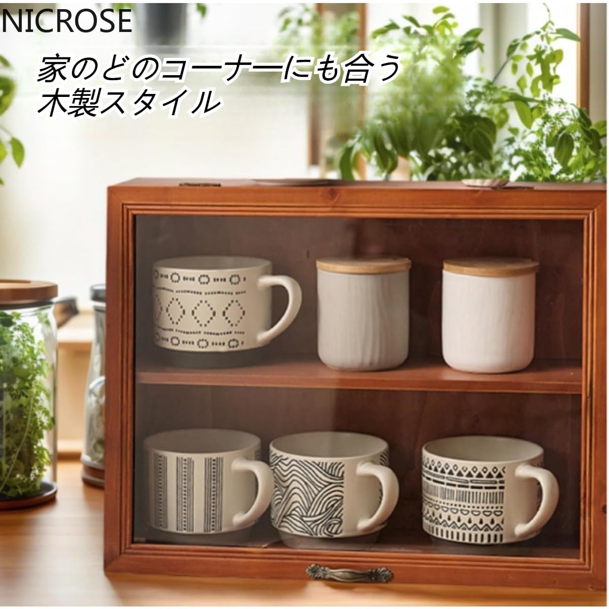 Amazon.co.jp: NICROSE 木製コレクションケース 卓上2段ディスプレイ棚