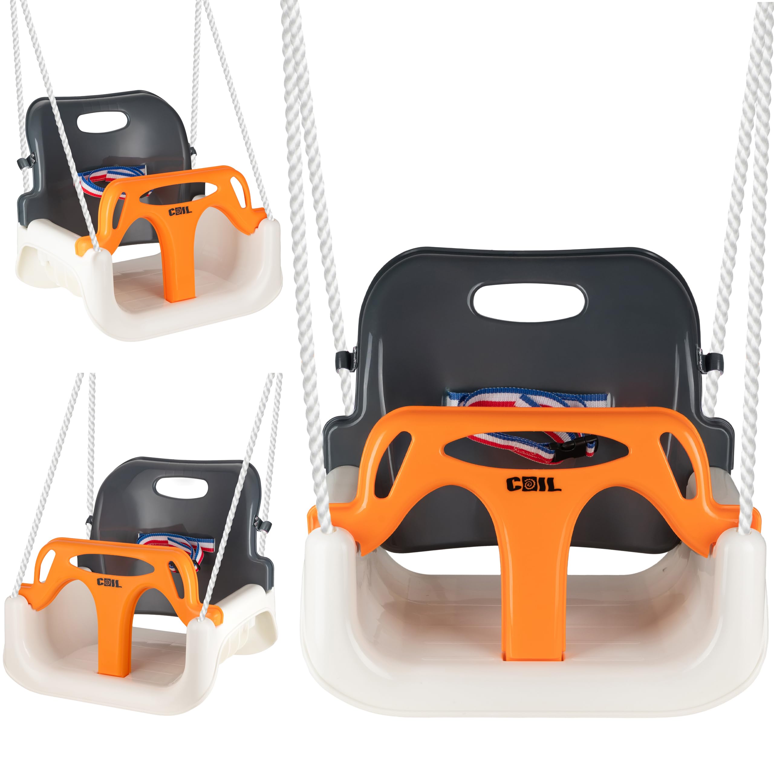 COIL Columpio para niños Columpio para bebés Columpio 3 en 1 para exteriores Columpio ajustable para niños Interior con respaldo Columpio para niños Columpio para niños