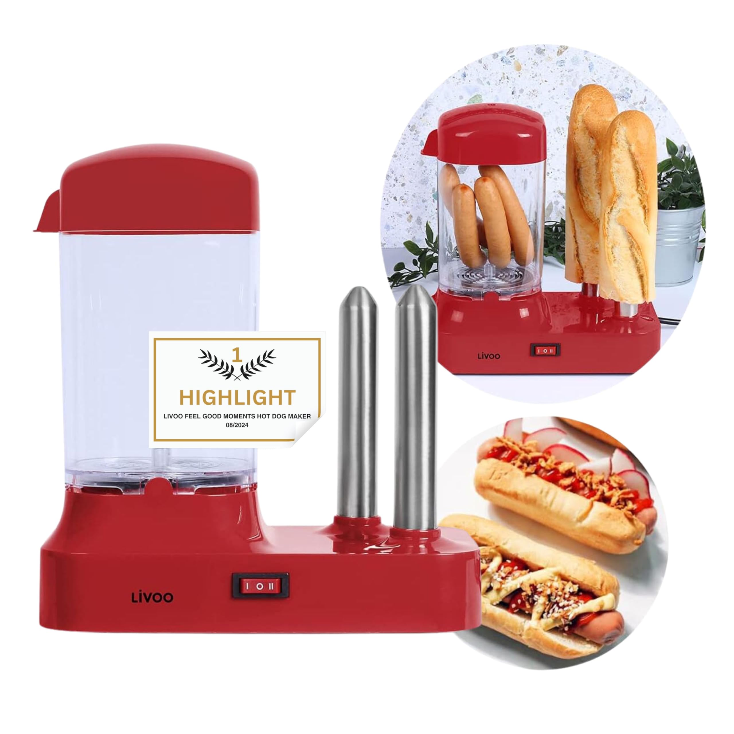 Scalda Hot Dog Professionale 400W - Mantieni Caldi Gli Hot Dog Con 2 Spiedini In Acciaio Inox - Foto 11