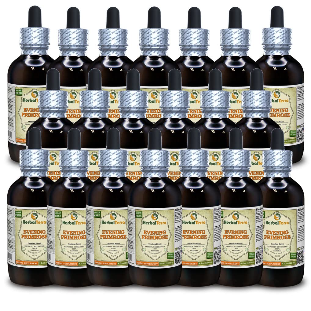 Evening Primrose (Oenothera Biennis) Tincture, Dried Seeds Liquid Extract (Brand Name: HerbalTerra) 20x4 fl.oz (20x120 ml)