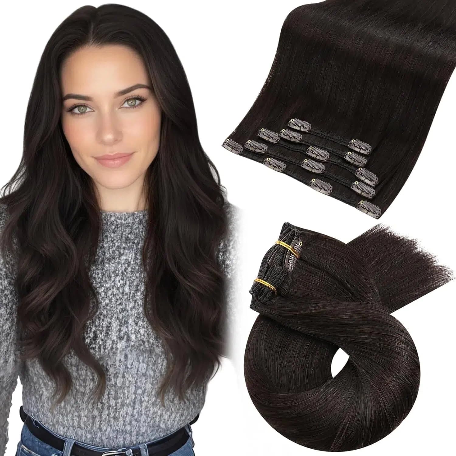 Moresoo Clip in Extensions Echthaar Haarverlängerung Echthaar Extensions Clip