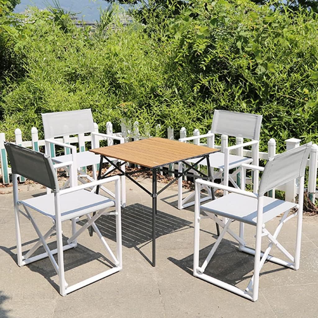 NOALED 5 Pcs Outdoor Patio Set, Aluminum Alloy Folding Chair, Fishing Portable Table and Chairs, Patio Bistro Suit for Porch, Deck, Garden