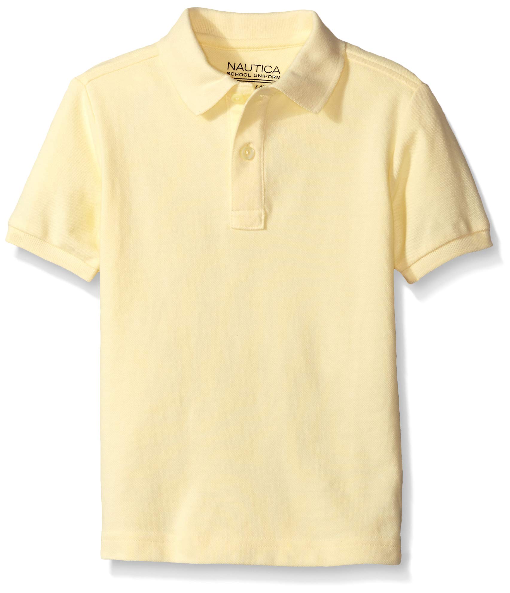 Nautica Big Boys' Uniform Short Sleeve Pique Polo, Light Yellow, Large/14/16