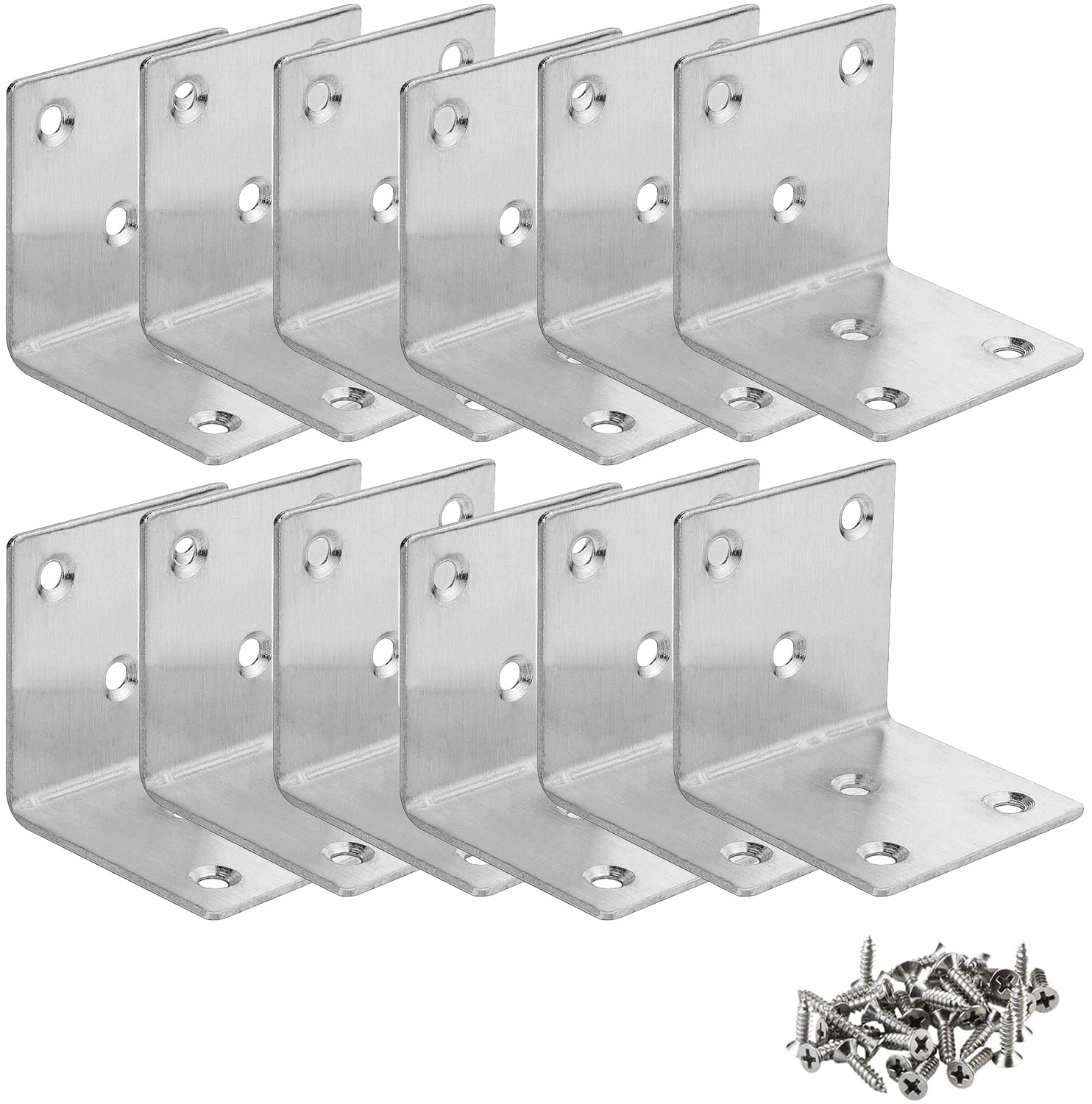 Rubik 12pcs Corner Angle Connecting Bracket Brace Plates with Screws, Timber Joining Fixing Repair L Connector for Shelf Furniture Chair Table Cabinet Bed (41x41x39mm)