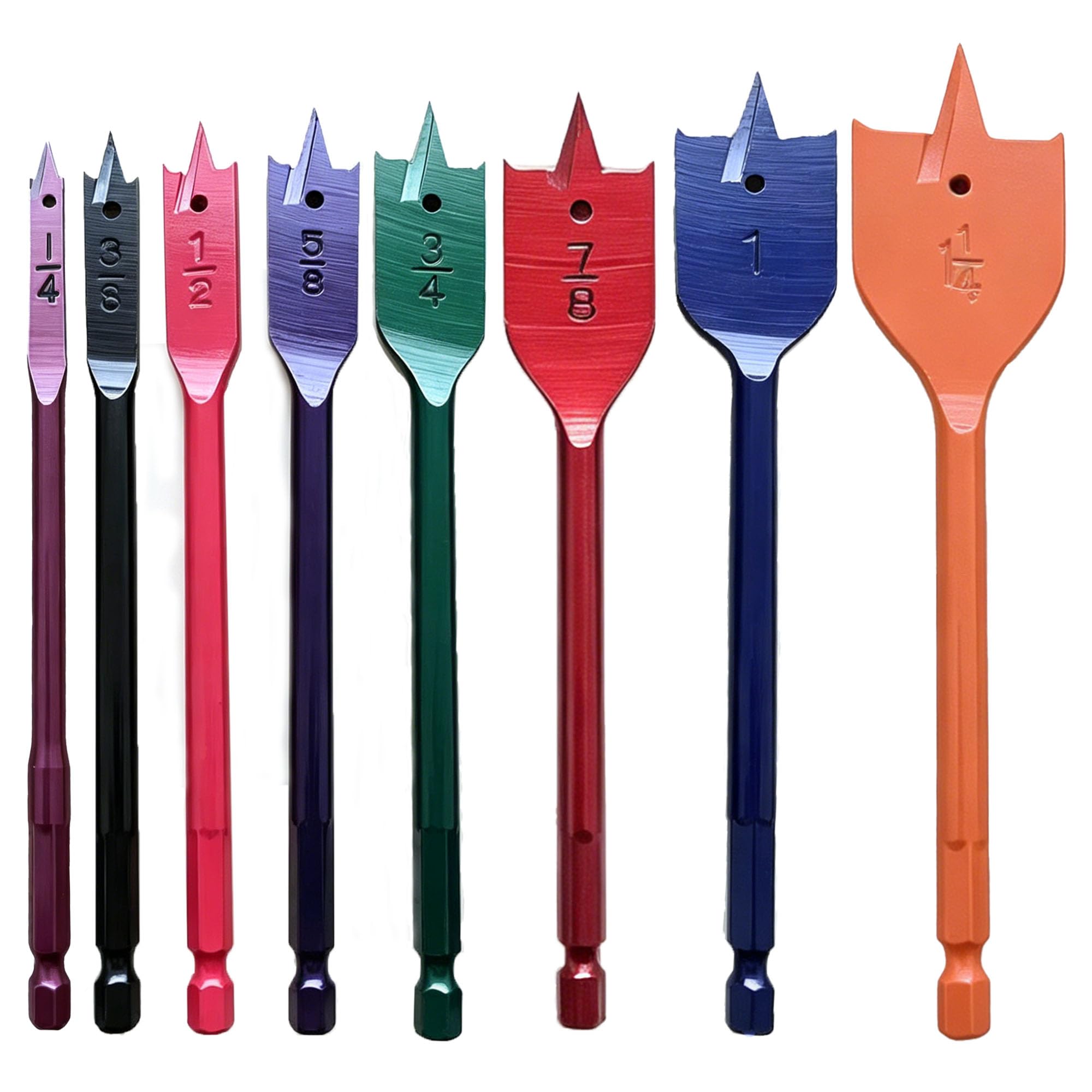 Spade Drill Bits Set - 8pcs Titanium Coating -10 Spade Drill Bits Set - 8pcs Titanium Coating -10