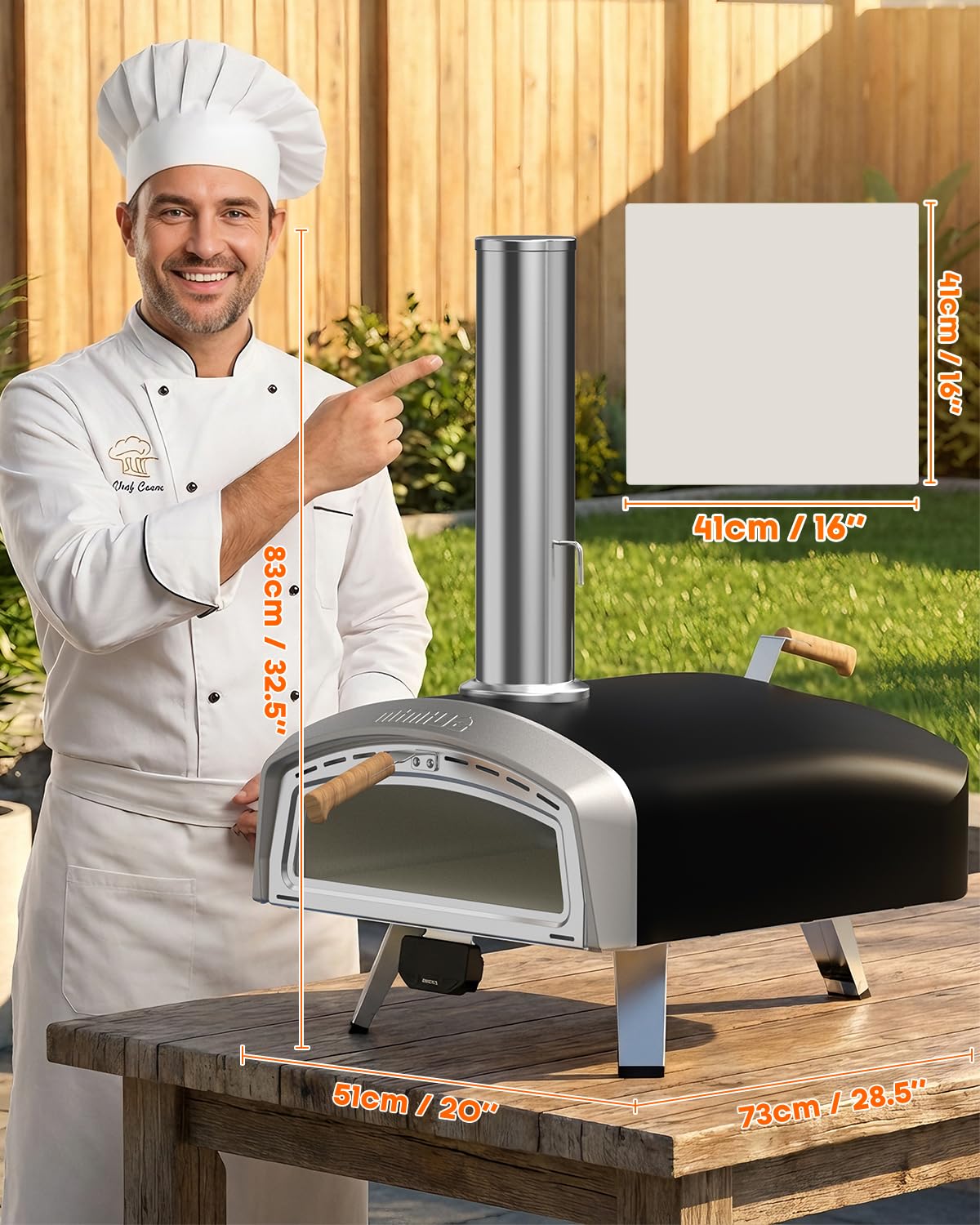Mimiuo Forno Pizza de Esterno 16", Forno a Legna e Carbonella con Ampia Finestra di Visualizzazione, Indicatore di Temperatura Intelligente con Modalità Intelligenti per La Cucina All'aperto