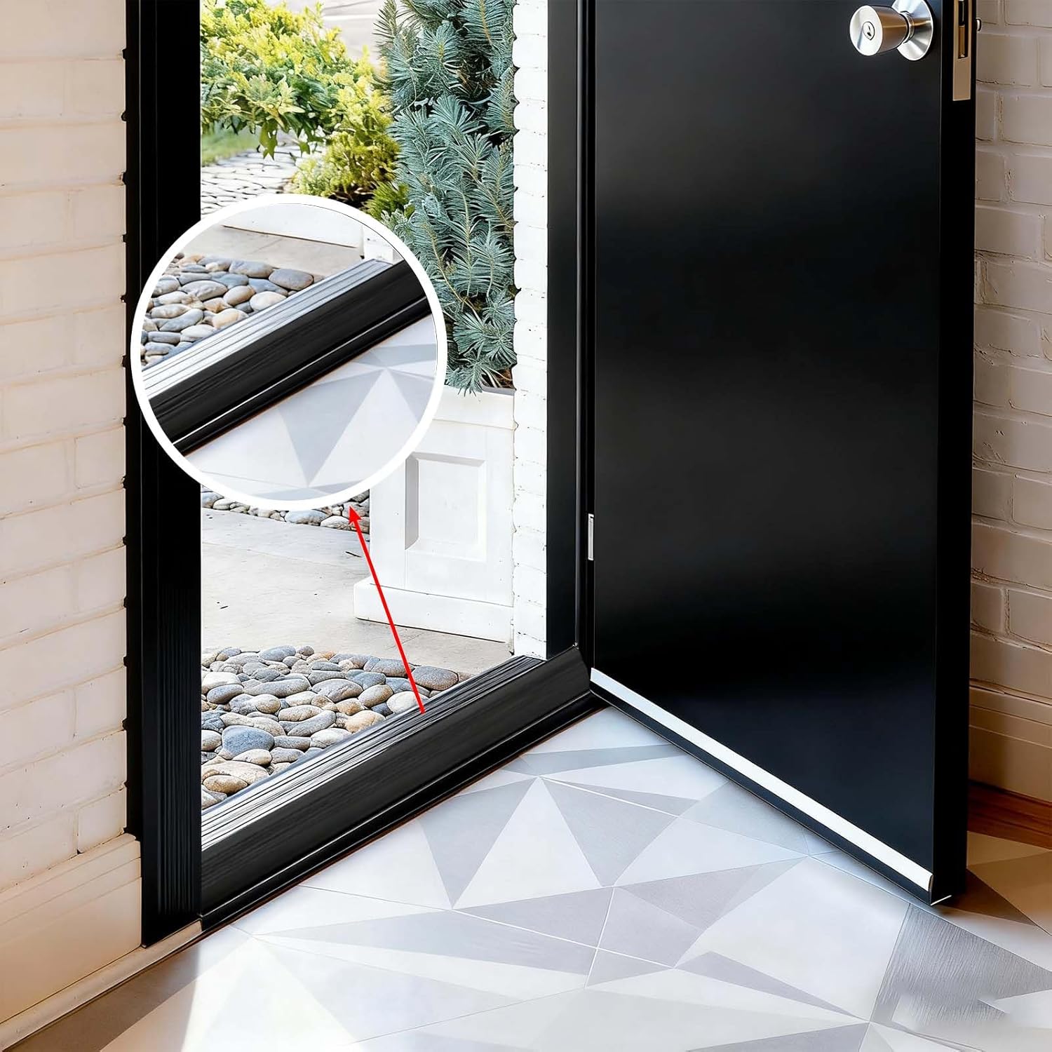 Door Threshold Vinyl Seal Replacement - Bryxium 2 Pcs 36 Inch Adjustable Aluminum Exterior Doors Thresholds Strip, Under Door Weather Stripping, Front Doorways Sill Insert