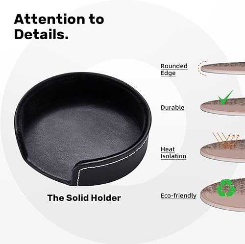 Miniatura 9 de Blush Pink Rose Gold Fashionable Printed Leather Coaster Set,A Set of 6 Pieces,4 Inches in Diameter,Adding an Artistic Atmosphere to Your Desktop