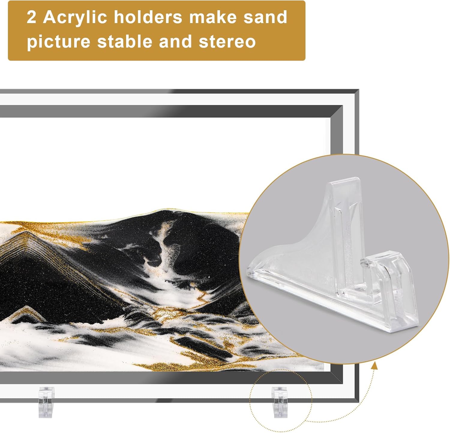 Coitak Moving Sand Art Picture, Dynamic Sand Picture, Golden Desktop Sand Art for Home Decor and Office