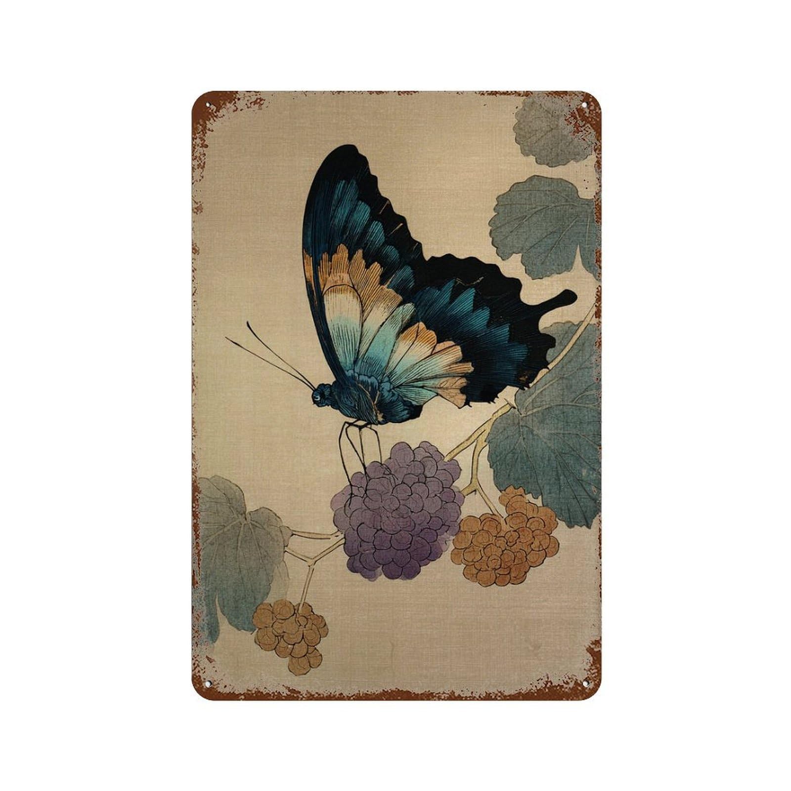 xiaoxiaoshen Butterfly. Botanical Japanese Nature Wall Decor Art Metal Tin Poster Modern Home Decor Art Home Bar Shop Decorations Vintage Sign 30x20cm