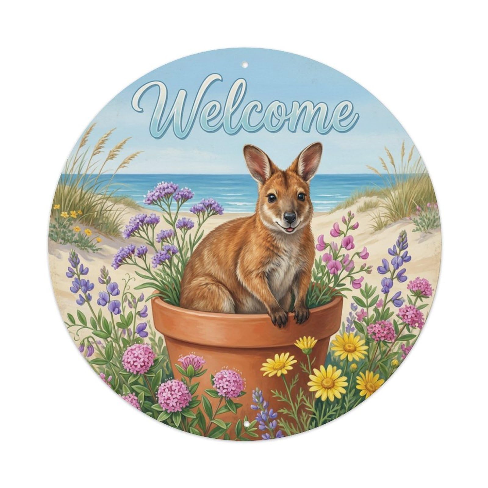 Metal Tin Sign Welcome Wallaby Coastal Heath