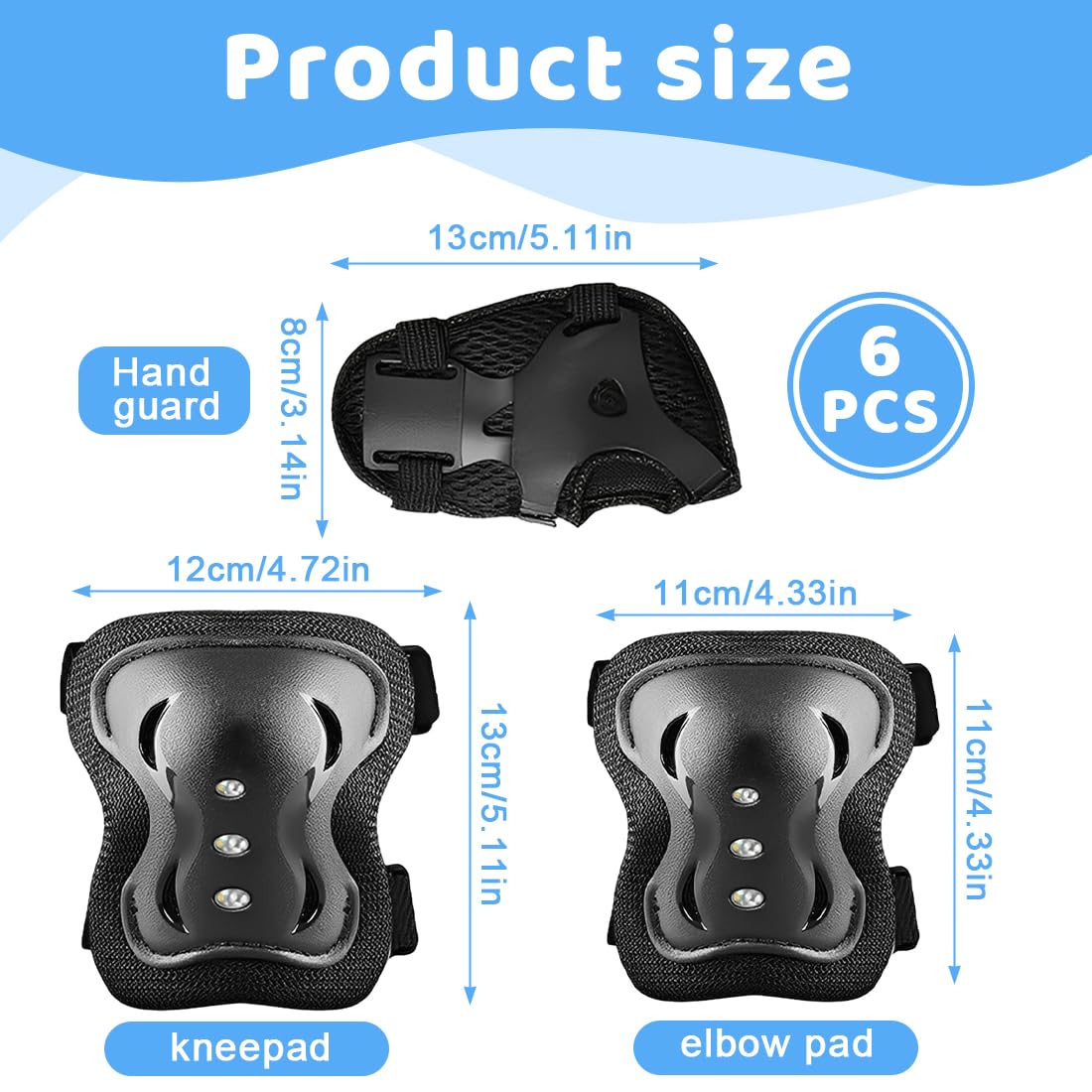 Protezioni Skateboard Bambini Pattini in Linea per Skateboard Attrezzatura Protettiva Pattini in Linea Protezione Bambini Ginocchiere, Gomitiere Protezioni Set