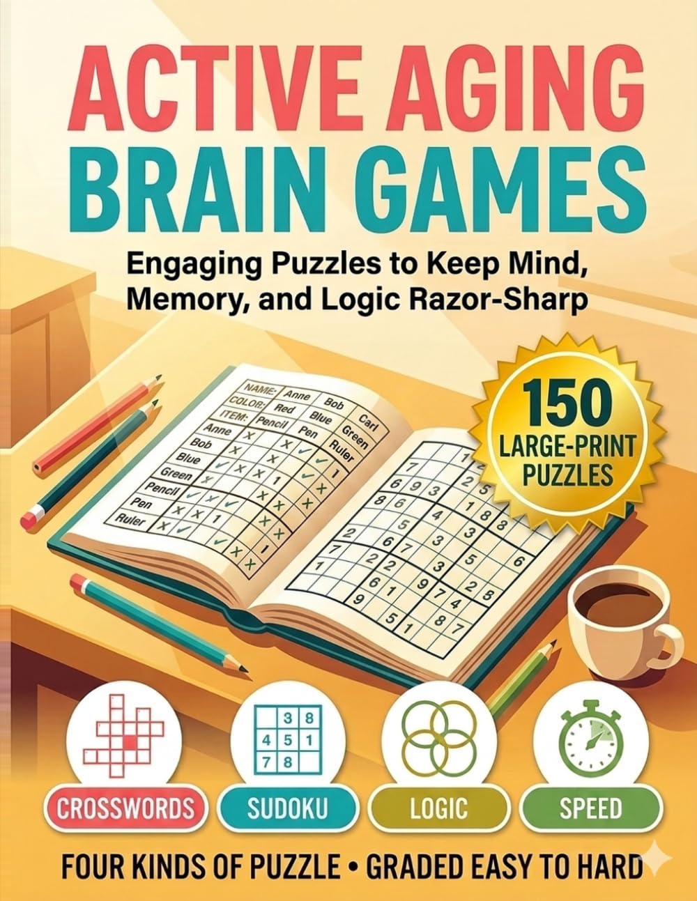 Active Aging Brain Games: Engaging Puzzles to Keep Mind, Memory, and Logic Razor-Sharp