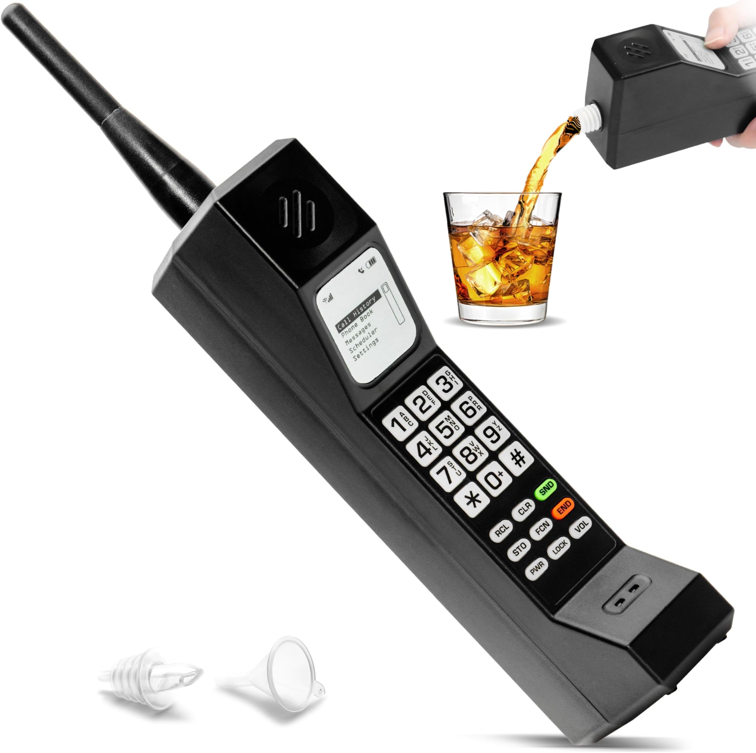 GoPong Old School Prop Phone & 12 oz Flask - Retro Cell Phone Hidden Alcohol Flask for 80s & 90s Party