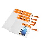 HEETA 5-Pack Clear Waterproof Dry Bag Pouch, Water Tight Cases Dry Bags Document Holder for Camera Mobile Phone Maps, Kayaking Boating (Orange)