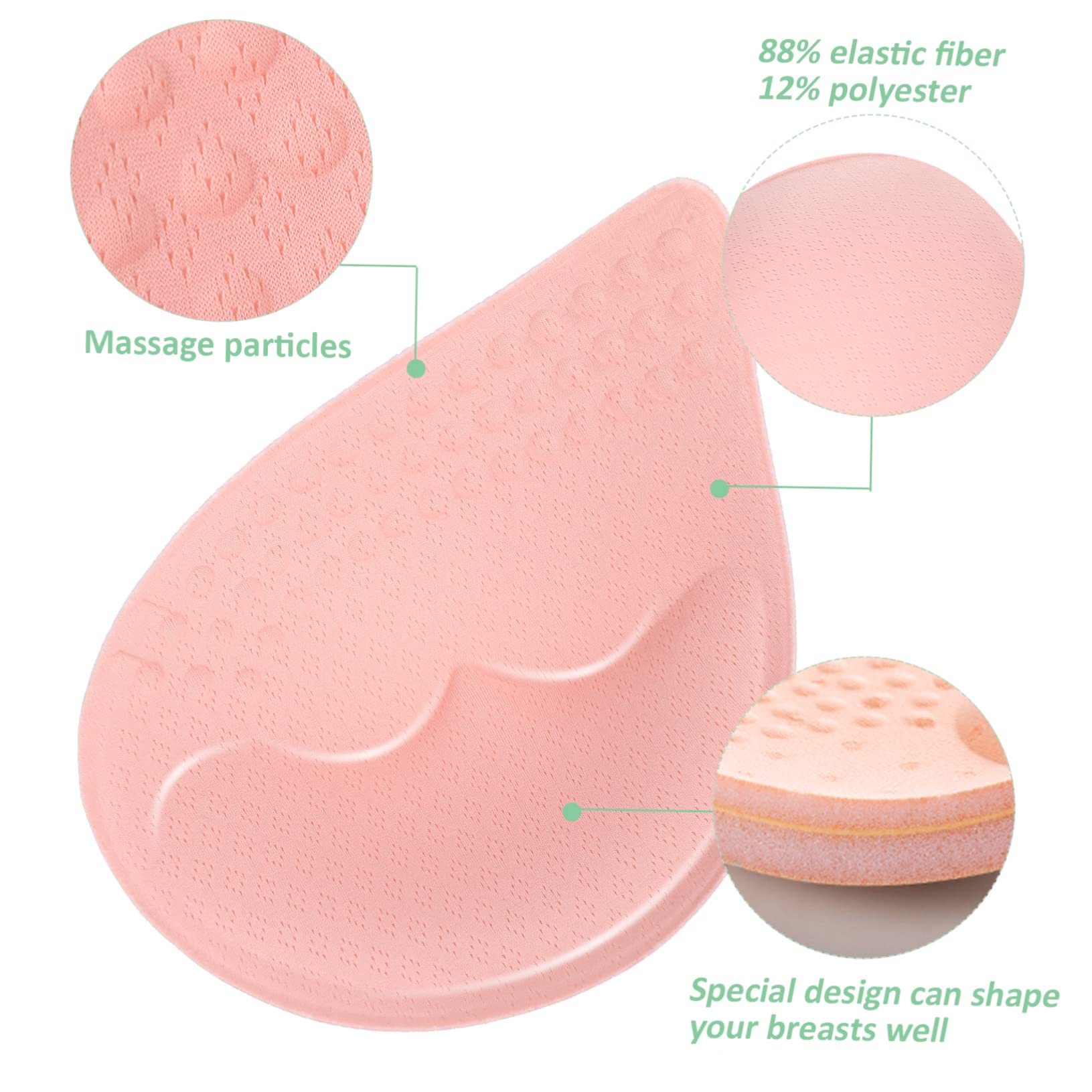 Healeved Almohadillas de Sujetador 12 Pares Xxl de Fibra Elástica | Desmontables y Lavables, Tallas 85d 90a 90b 90c 90d, para Mujer y Niña