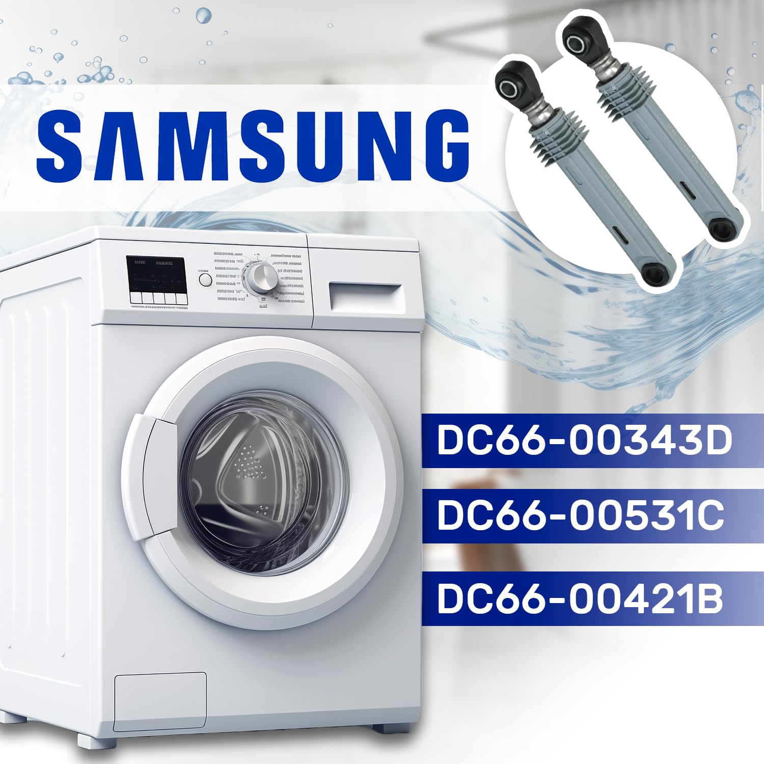 2 Stück Stoßdämpfer Waschmaschine 80N Ø10mm Ø13mm Länge 165 mm – 250 mm mit dem Originalcode DC66-00531C DC66-00343D DC66-00421B für Samsung - Komplett mit Microfasertuch – MONTERAL