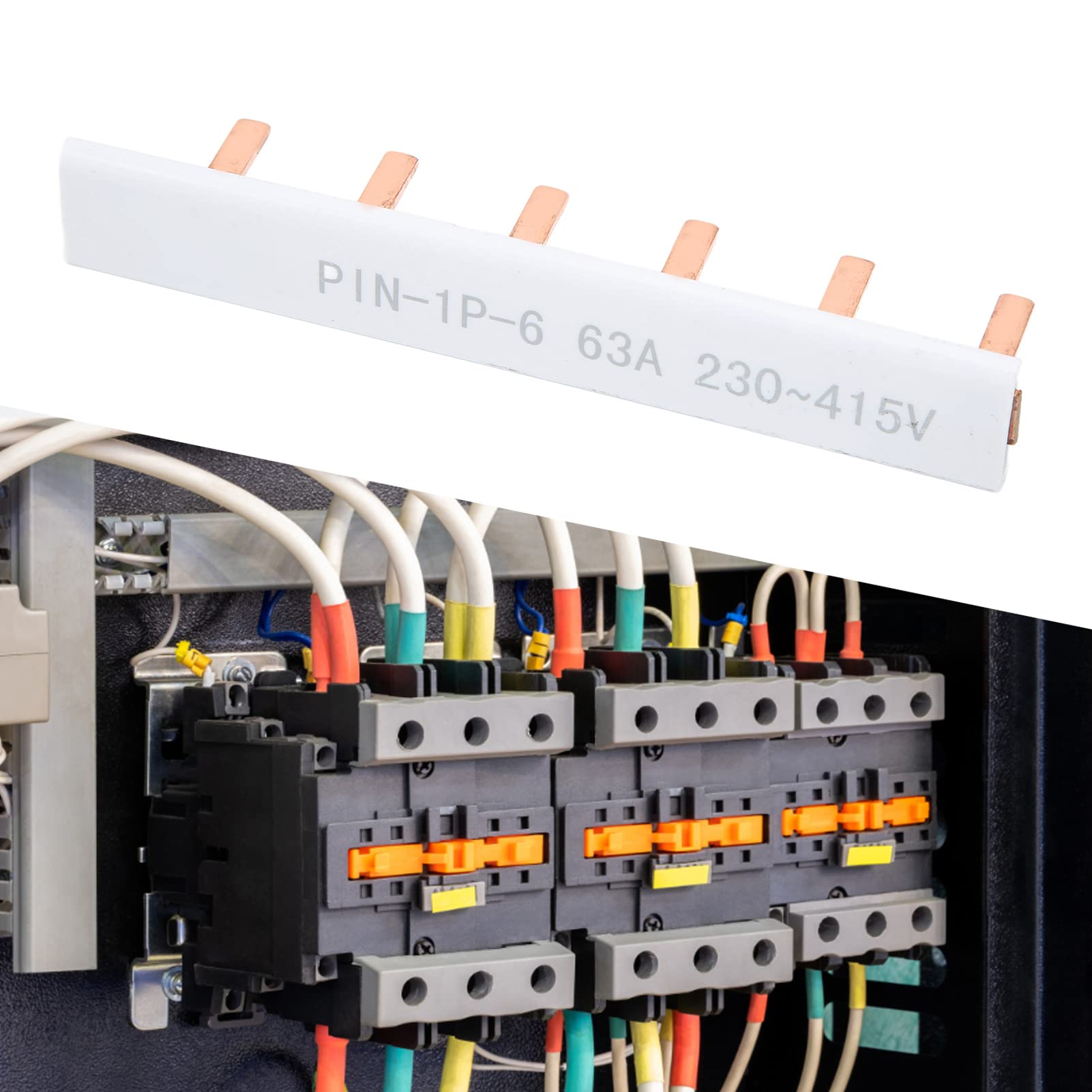1 Row Bus Bar Insulation PVC Shell Strip Busbar Pure Copper Good Conductivity for Type C45 DZ47 IC65N (6 Way)