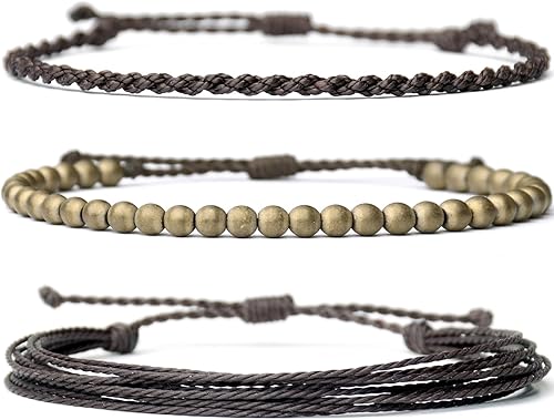 Miniatura 84 de Handmade Natural Stone Beaded Healing Bracelet Gift for Men Adjustable Rope String Bracelet