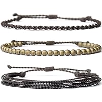 Vista 139 de Handmade Natural Stone Beaded Healing Bracelet Gift for Men Adjustable Rope String Bracelet (picasso jasper, Adjustable)