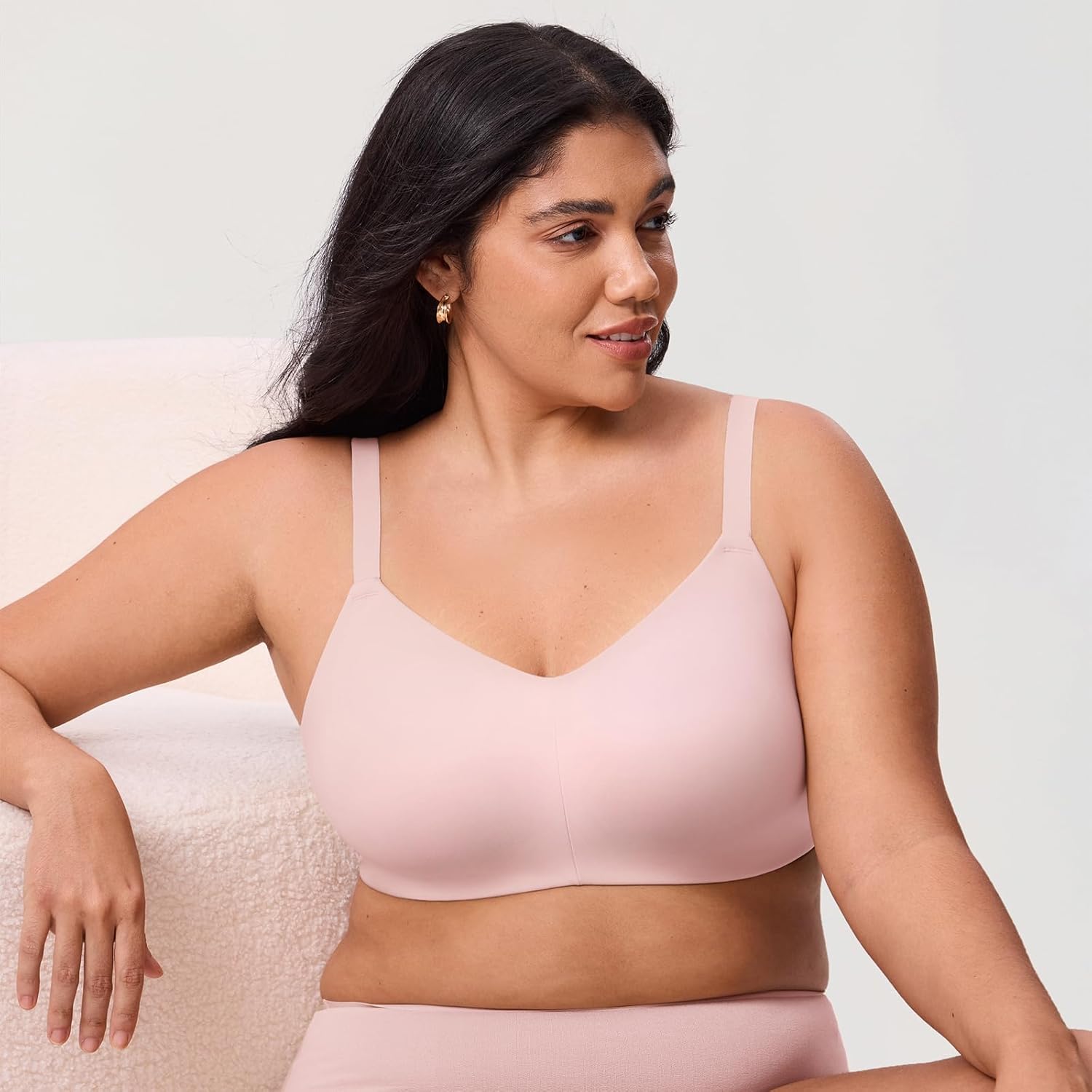 DELIMIRA Women's Inbarely Lift Wireless Bras No Padding Full Coverage Plus Size Seamless Everyday Tshirt Bra