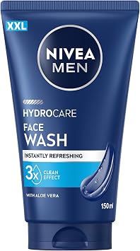 NIVEA MEN Hydrocare Face Wash XXL 150ml, Purifying Face Wash for Men, Cleanser Gel with Aloe Vera and Pro-Vitamin B5, For Hydrated & Refreshed Skin, Daily Men's Skin Care