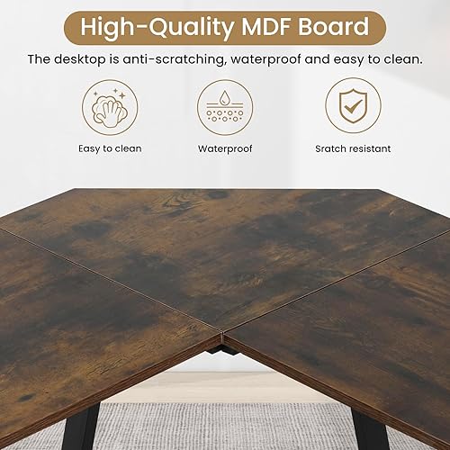 Miniatura 26 de BLKMTY Escritorio en forma de L para juegos de PC, escritorio para computadora con soporte para monitor, escritorio grande para estudiar, mesa Negro