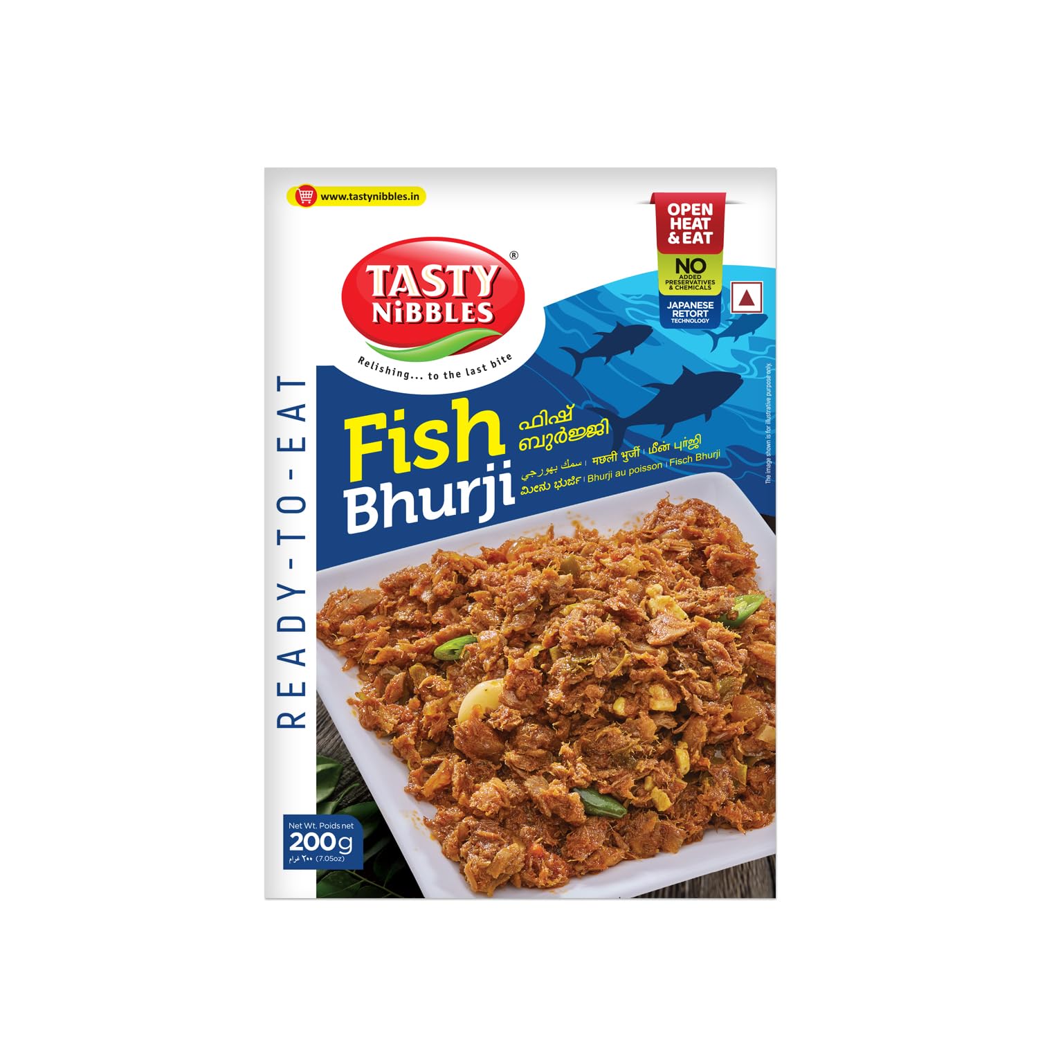 TASTY NIBBLES Fish Bhurji 200g [Pack of 1]|Open Heat & Eat | No Added Preservatives | Japanese Retort Technology