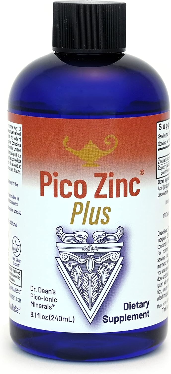 RnA ReSet Pico Zinc Plus – Liquid Zinc & Copper Supplement, Pico-Ionic Mineral Solution, 8.1 Fl Oz (1-Pack), NSF Contents Certified, Immune Support, Skin Health, Cellular Health, Vegan