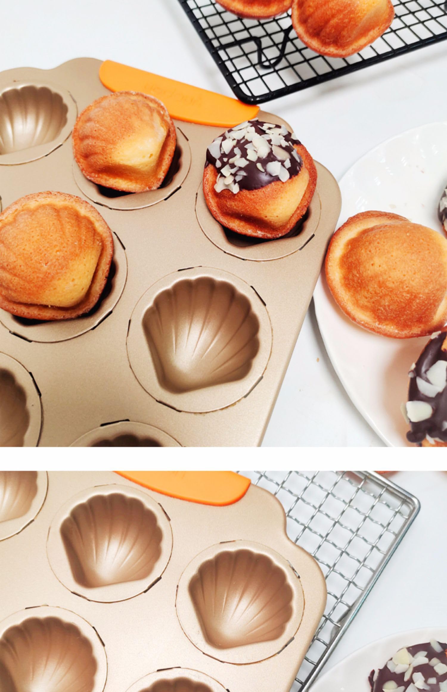 Mini-Muffinblech für 6 Cupcakes, antihaftbeschichtet, Jakobsmuschelform, Aluminiumlegierung, Backform für Mince Pies, Cupcakes