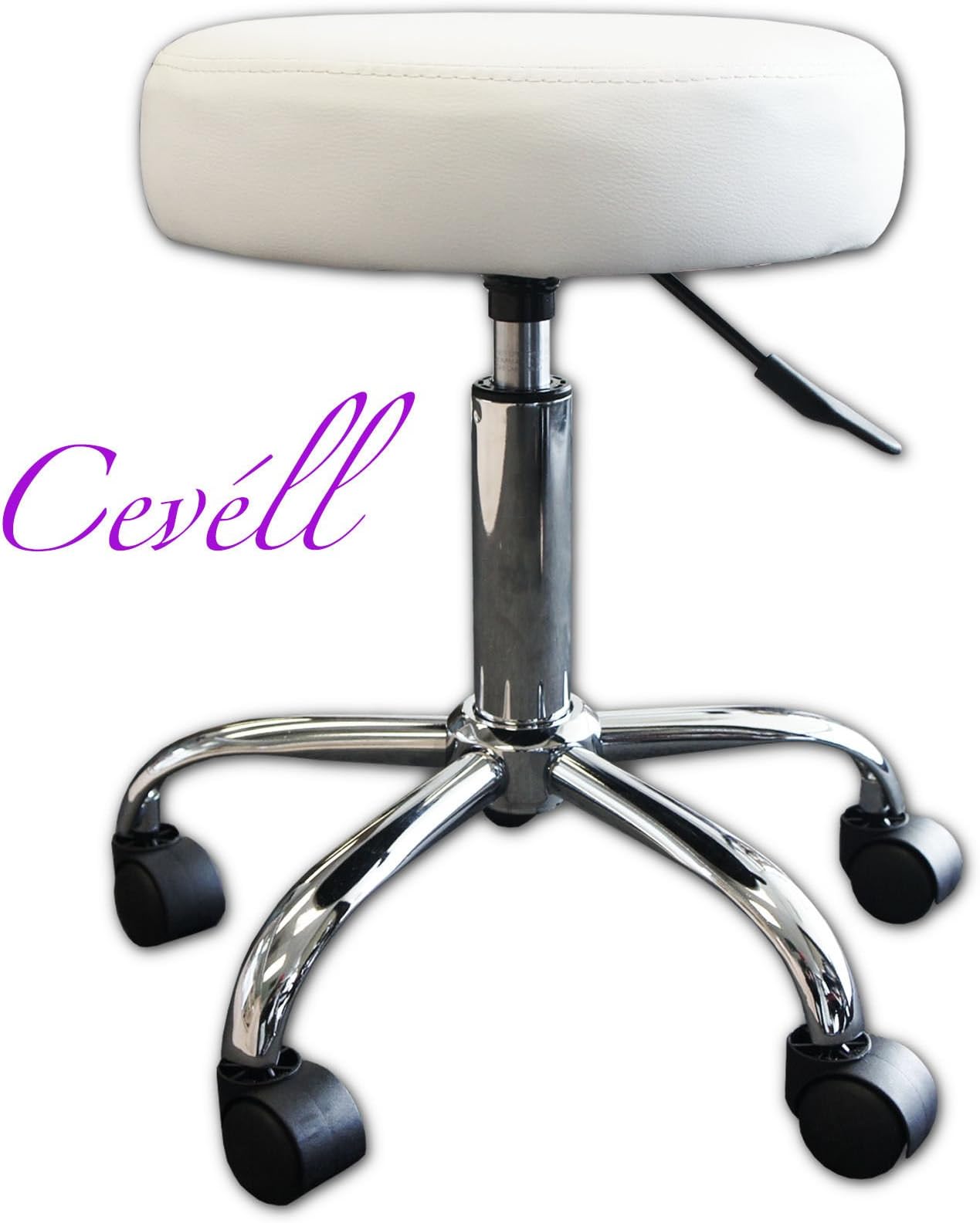 White Adjustable Hydraulic Stool Seat Studio Salon Dental Doctor Chair Chrome Wheels