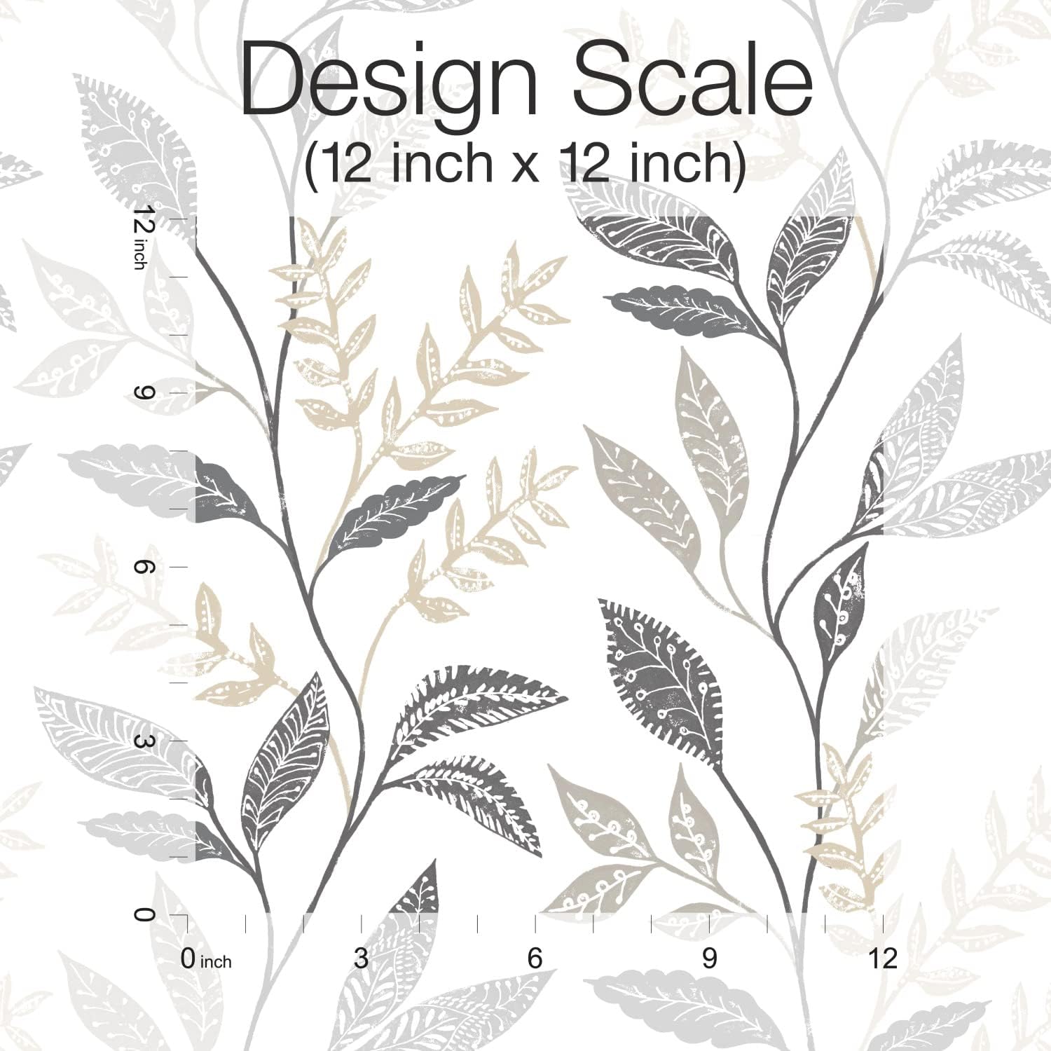 Roommates RMK12178PLW White Cottage Vine Peel and Stick Wallpaper, Grey, Taupe