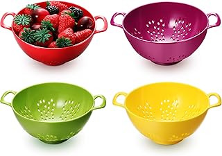 Baderke 4 Pack Mini Colander for Kitchen Plastic Berry Strainer with Dou...