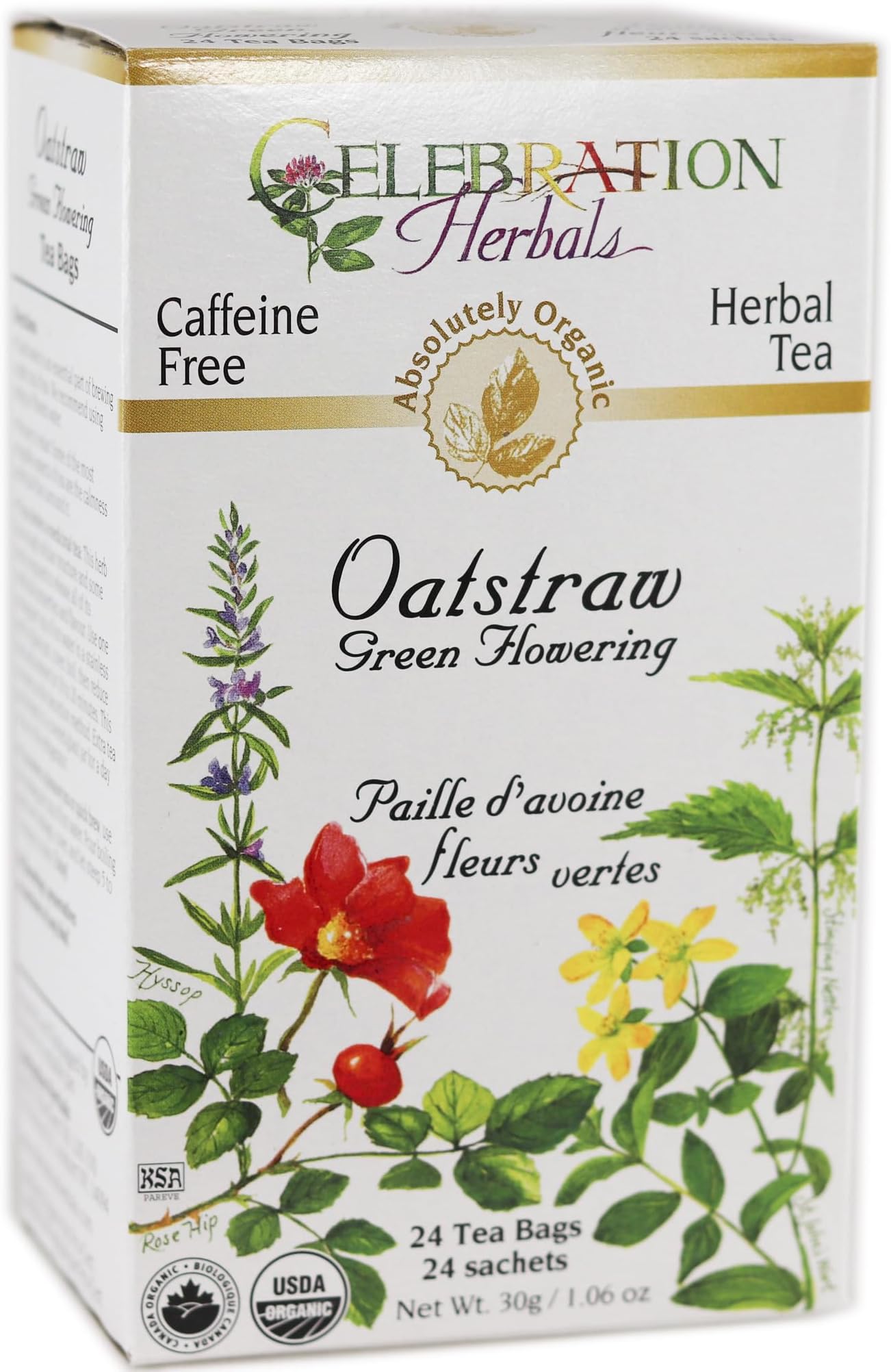 CELEBRATION HERBALS Organic Oatstraw Green Flowering Tea, 24 CT