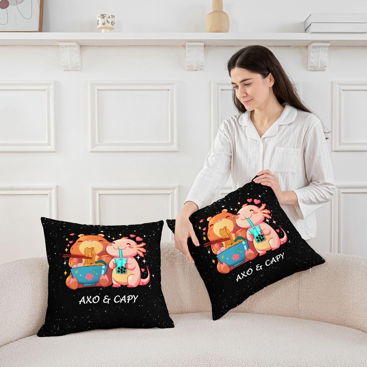 Erosebridal Capybara & Axolotl Decorative Cushion Covers 18x18 2 Piece image 3