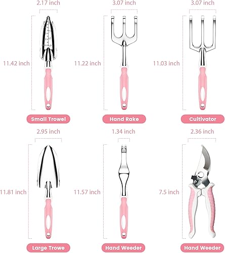 Miniatura 2 de Herramientas de jardín, 8 piezas de herramientas de jardinería con bolsa, juego de herramientas de jardín de acero inoxidable resistente,
