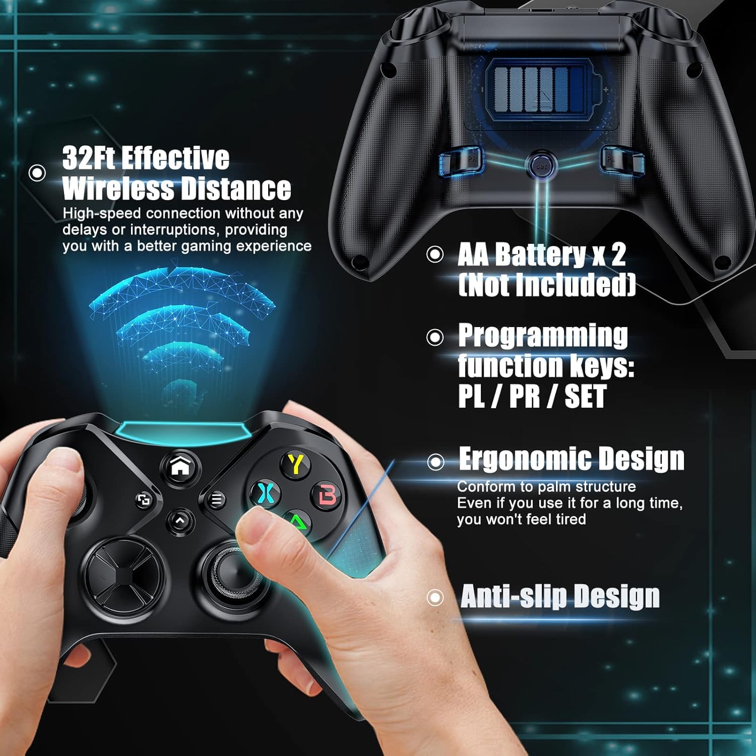 Bonacell Wireless Controller Kompatibel für Switch/OLED/Lite, [Need to Upgrade s/x Pc mit WiFi/Programmierung/Vibration/3.5 mm Audio/Turbo/6-Achsen-Gyroskop Kompatibel Xbox Series One S/X/Android/ios