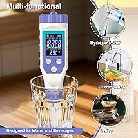 Vista 2 de Hydrogen Water Tester Meter for Hydrogen Water Bottle, 7-in-1 H2 TMEP EC TDS Salt pH ORP Meter, TDS Meter Digital Water Tester for Drinking Water