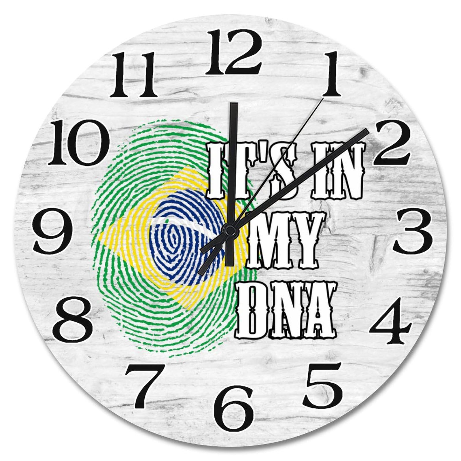 Horloge silencieuse Brésil 38 cm, grande pendule bois sans tic-tac