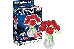 BePuzzled Roses in Vase 3D Crystal Puzzle Unveils Enchanting Floral Beauty