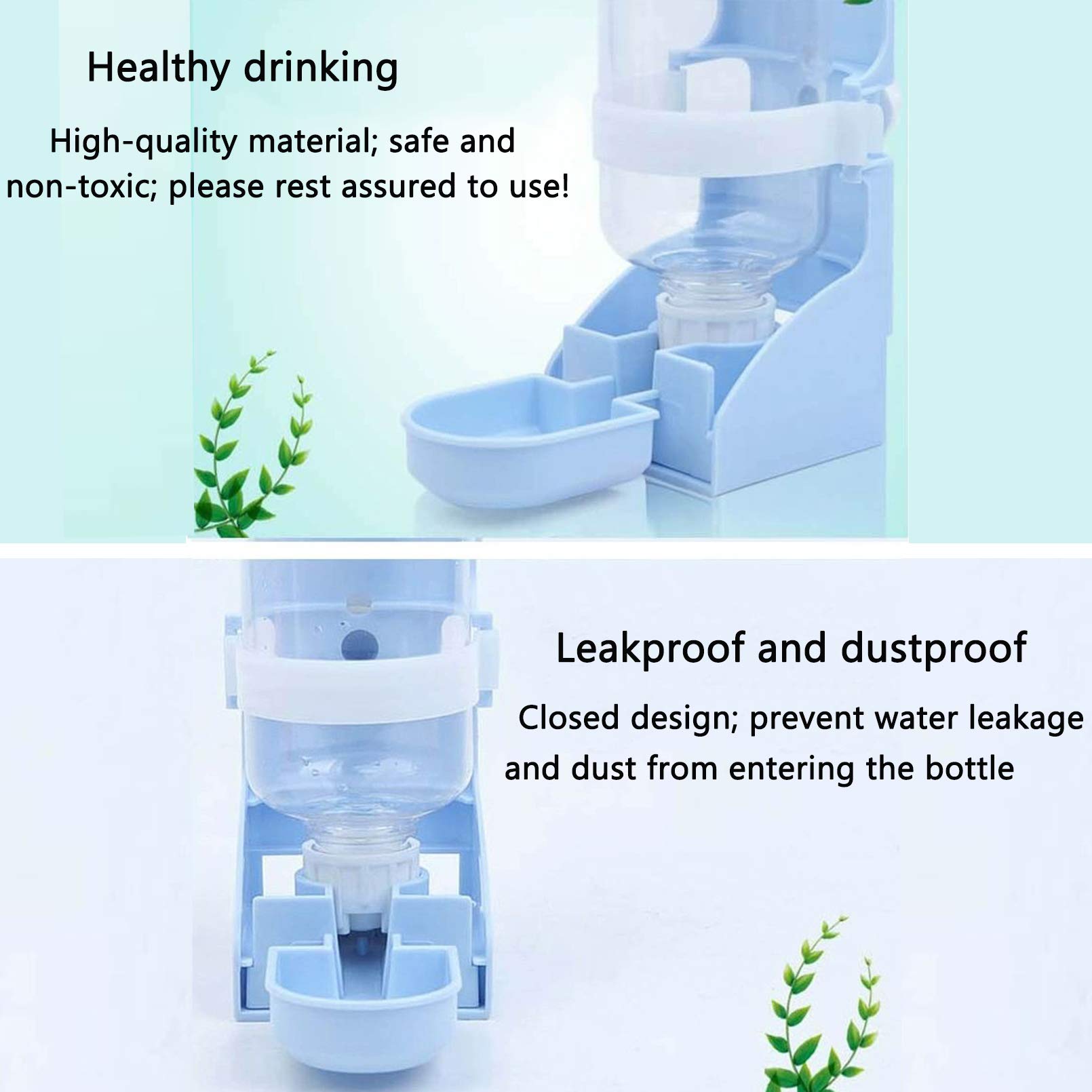 Rabbit Water Bottle Ferret Food Bowl Bunny Water Dispenser Stainless Steel Food Dish Hanging Drinking Fountain Drinker Feeder Crate Bowl Feeder Cup for Guinea Pig Hedgehog Chinchilla