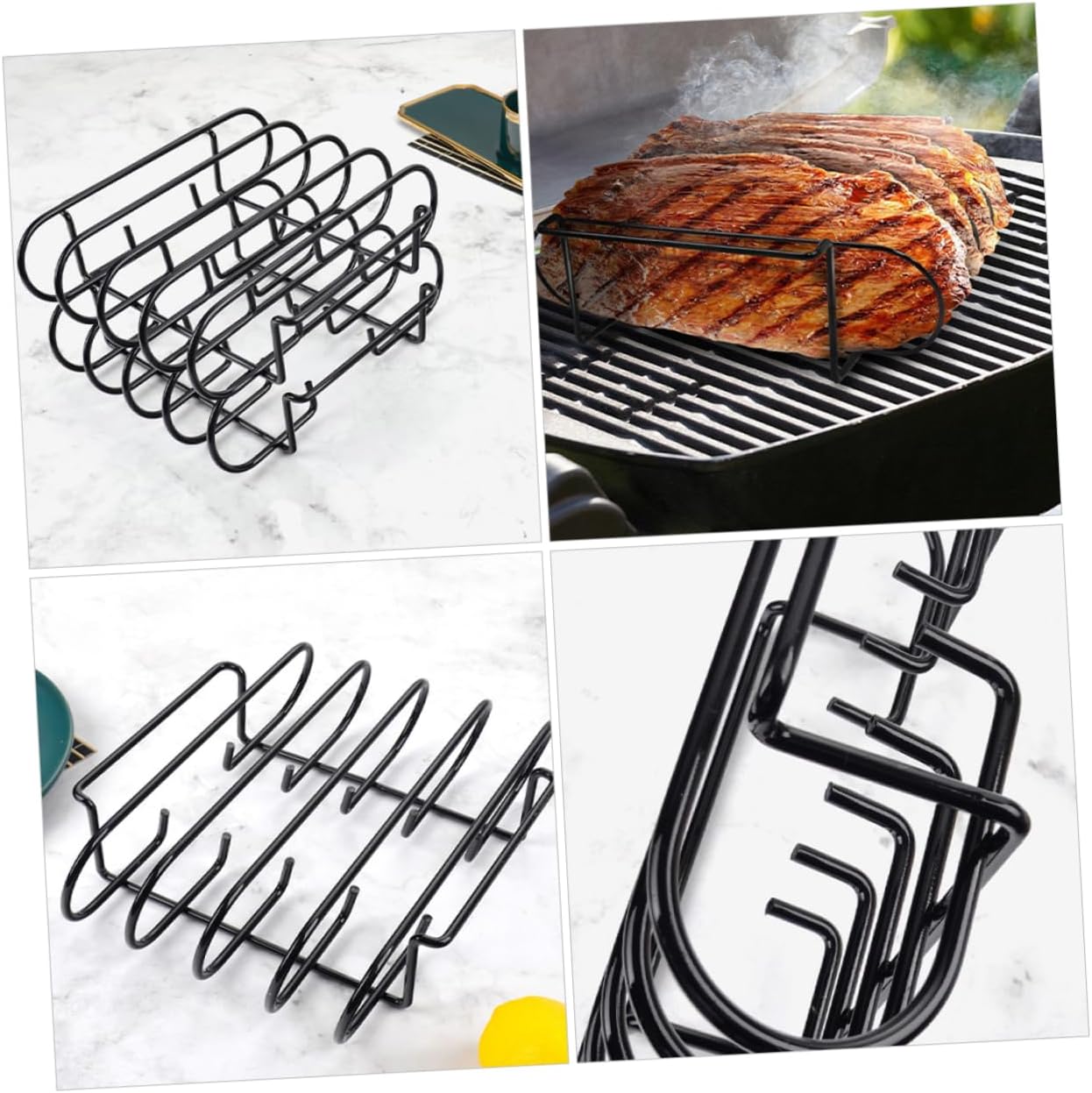 Kisangel Stainless Steel Grill Tools Grill Grate Rib Rack Roasting Rack Outdoor Barbecue Accessories Camping Grilling Supplies