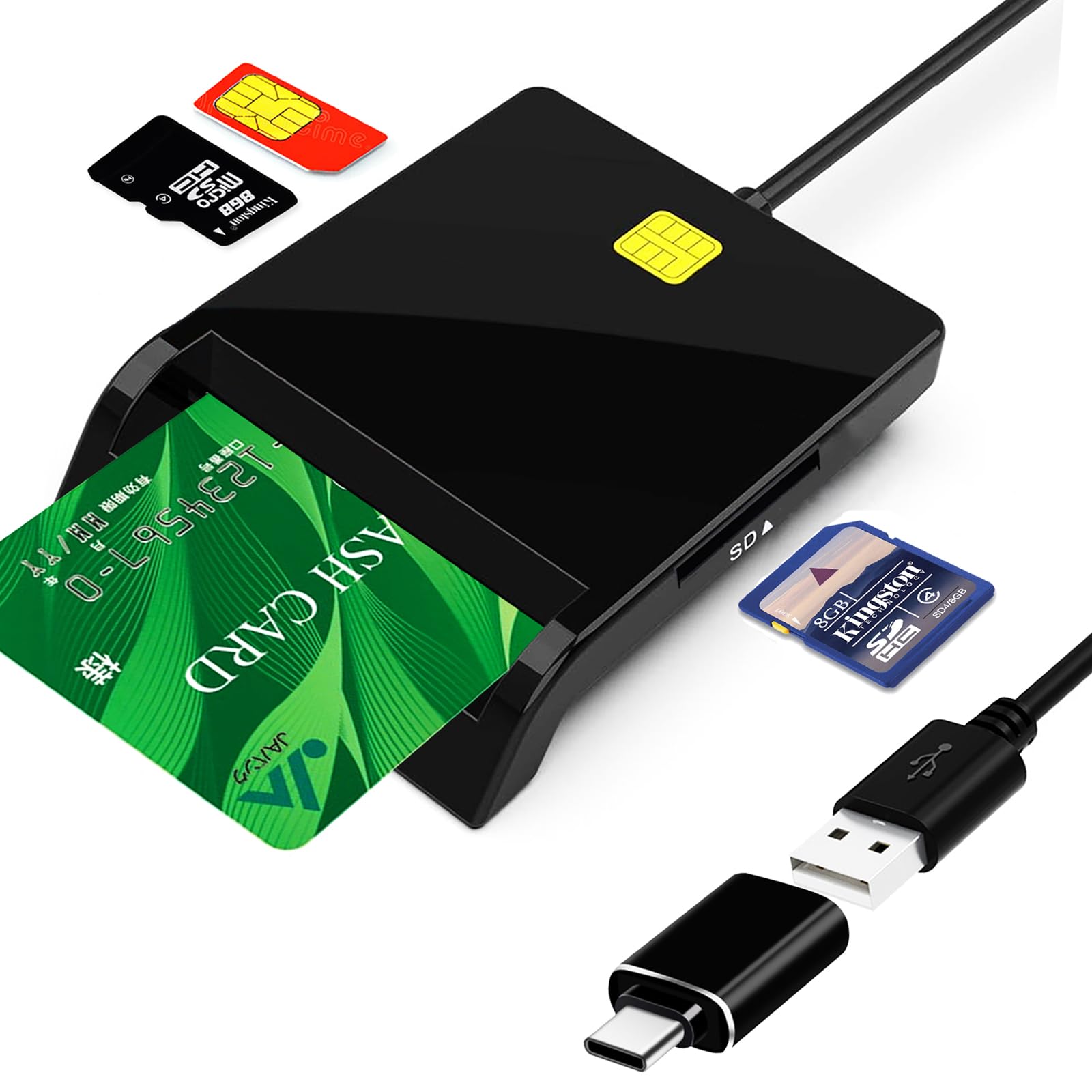 カードリーダー マイナンバーカード対応 SDカードリーダー ICカードリーダー USB/TypeC接続対応ICカードリーダー「SD-MYC01-B」