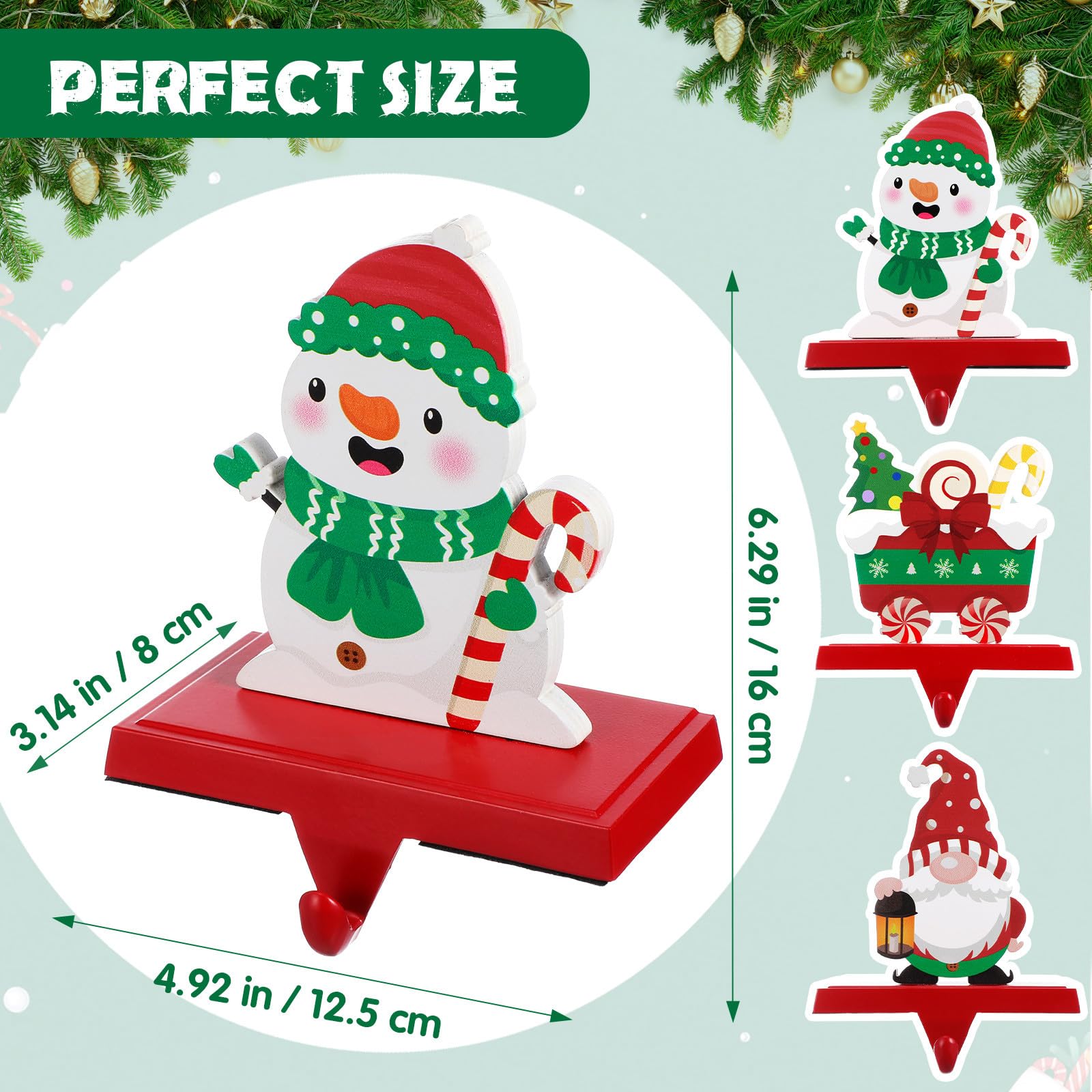 Operitacx 3 Soportes para Calcetines Navideños para Repisas de Chimenea: Ganchos de Metal Resistentes - Colgadores de Calcetines para Chimenea, Estantes Y Soportes de Tv - Ganchos para Decoración