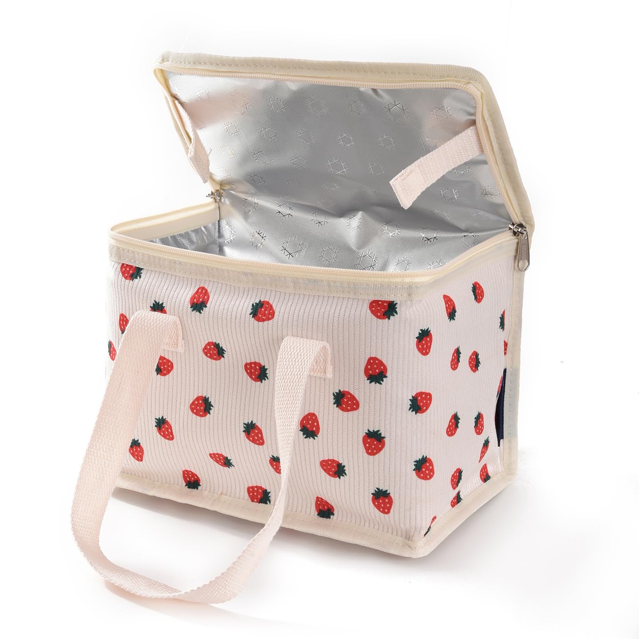 TEAMOOK Foldable Lunch Bag Insulated Lunch Box Water-Resistant Leakproof Soft Cooler Bag 8-10 cans Strawberry