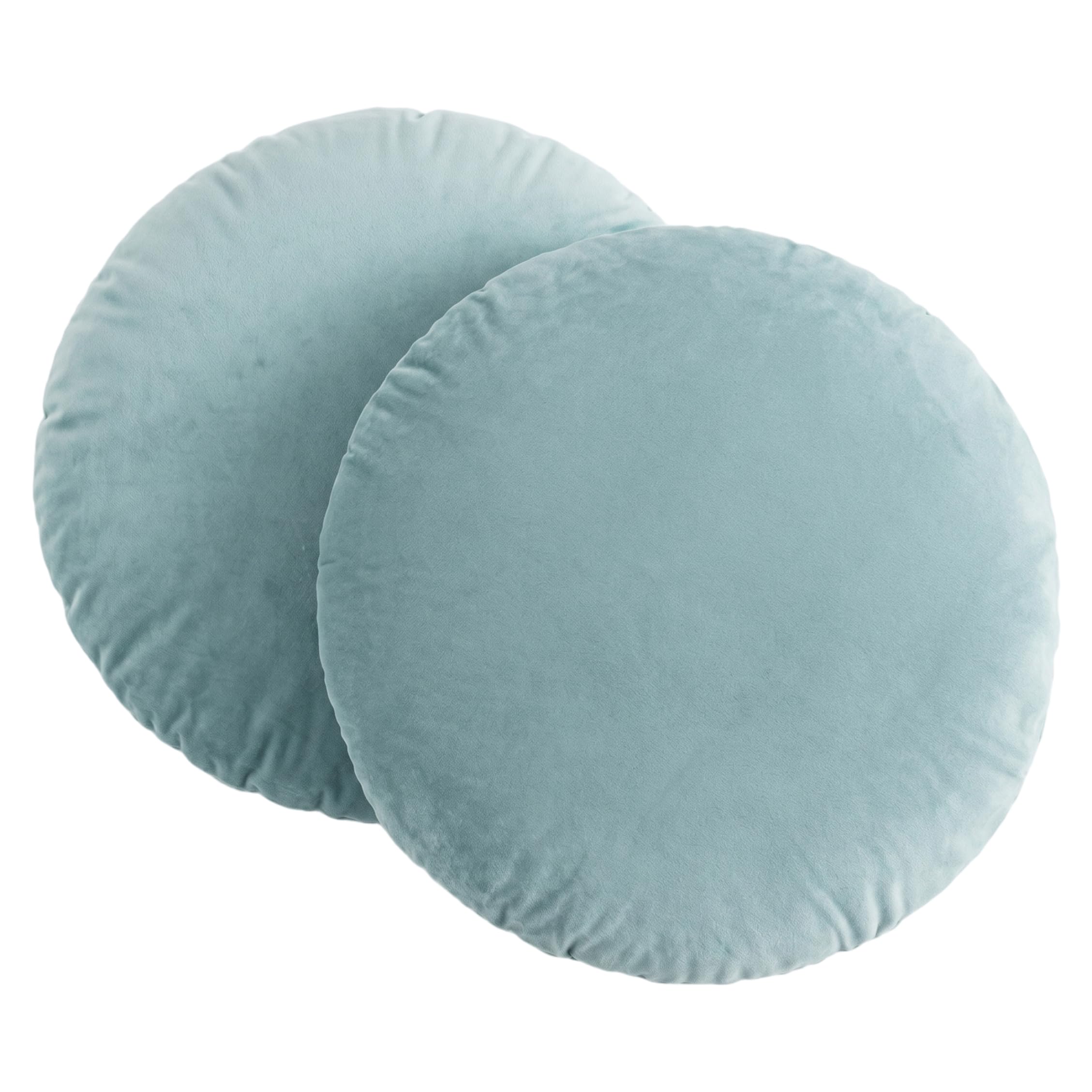Syglawnd 2PCS Round Throw Pillow Covers, Soft Dutch Velvet Farmhouse Boho Decorative Pillow Cases, 18x18 Inch (Green), Round Cover
