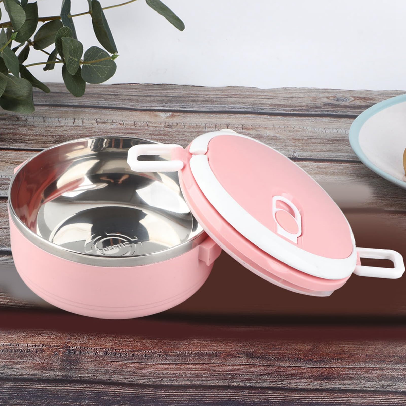 Gavigain Lunch Box Pinks Portable Stainless Steel Thermal Insulated Rice Noddles Lunch Box Single Layer Food Container