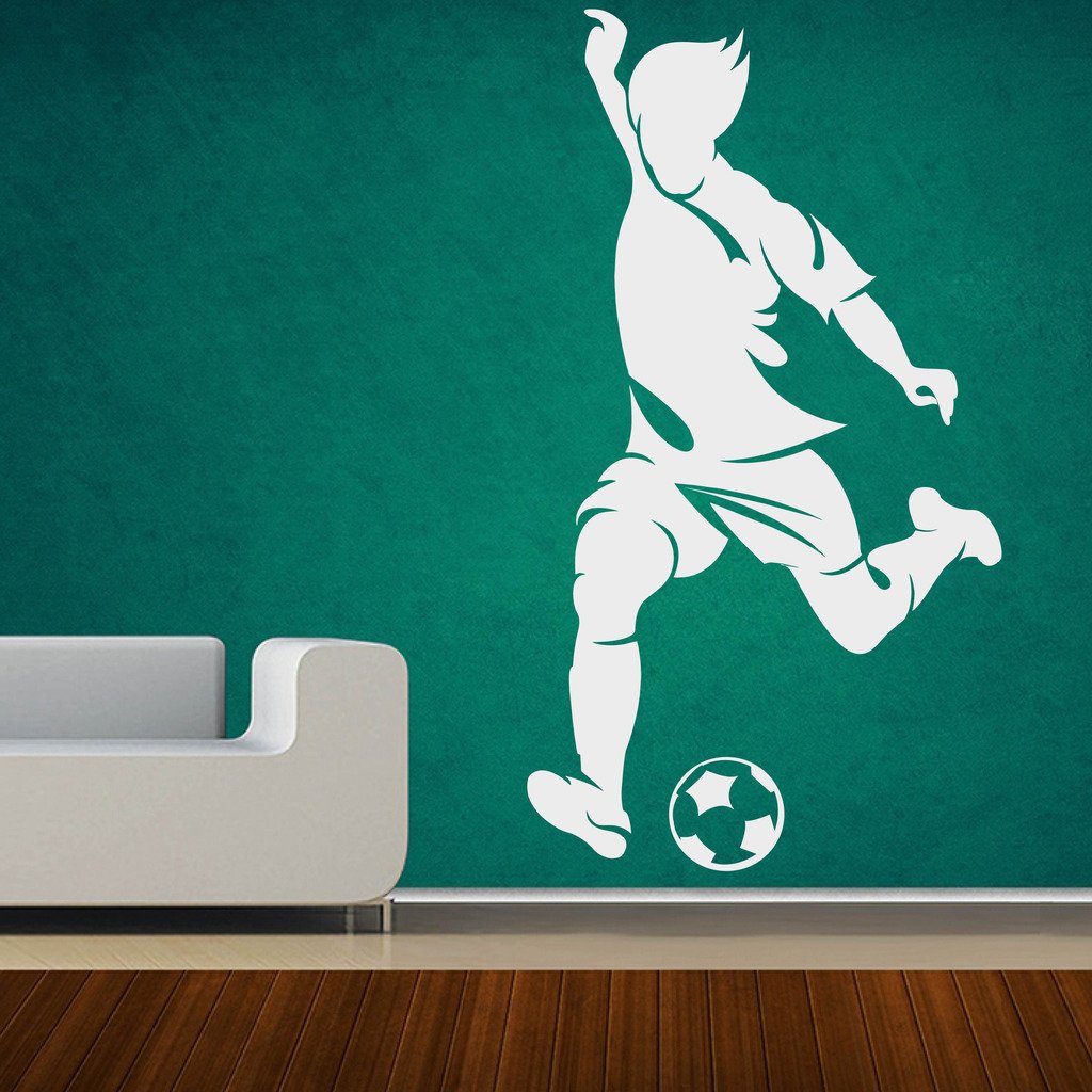 Decor Villa PVC Vinyl Kick The Football Self Adhesive Wall Sticker Decal for Kids Room Bedroom Hall, Size - 58 CM X 106 CM, White (B01HTM4BX8) Amazon Price History, Amazon Price Tracker