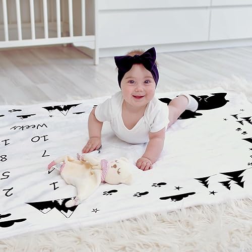 Miniatura 6 de Manta mensual de hitos para bebé, niño, niña, manta de hito para bebé, incluye marco de fieltro, manta de mes de oso bebé, decoración de guardería